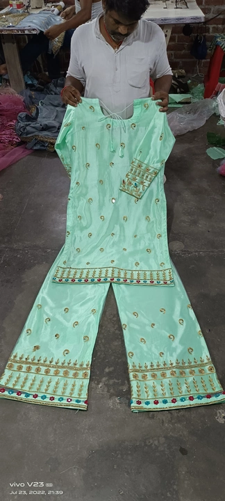 Heavy embroidered suit Palazzo available in 5 colours  uploaded by SANJAY GARMENTS on 6/2/2023