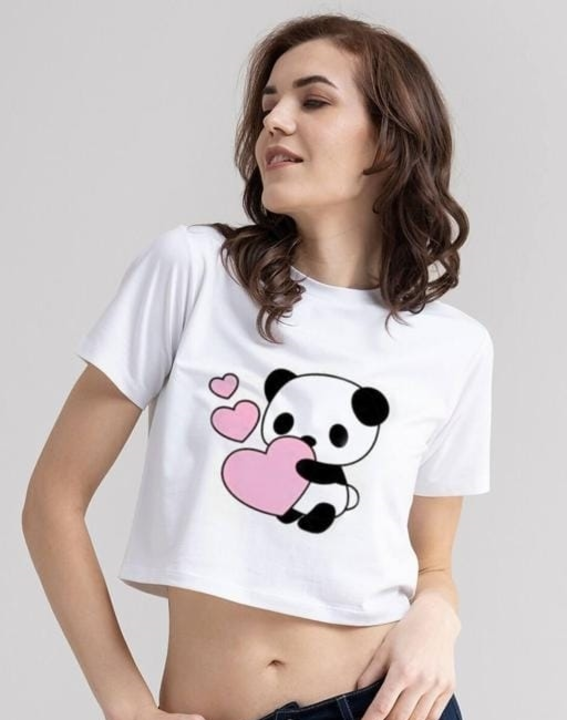 Wht pink panda crop top  uploaded by Shriji cloth on 6/2/2023