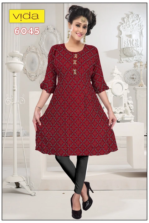 Vida Rayon printed flared kurta for women (6045) uploaded by Latitude Retail Private Limited on 6/2/2023