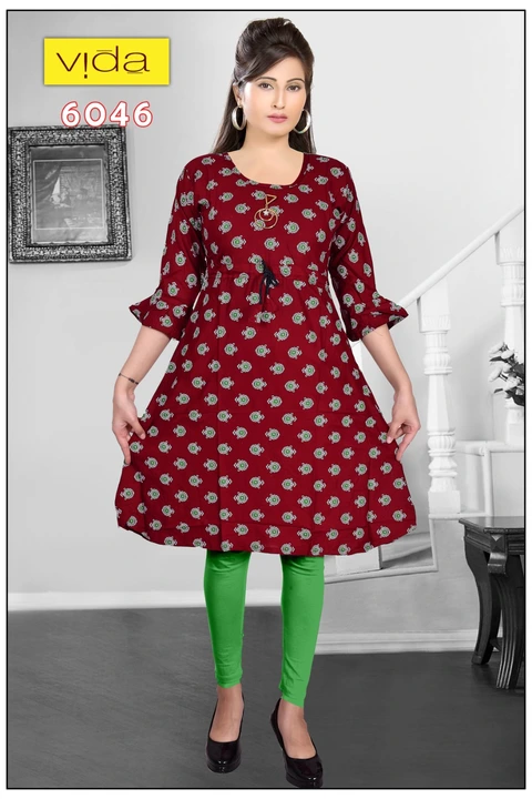 Vida Rayon printed flared kurta for women (6046) uploaded by Latitude Retail Private Limited on 5/29/2024