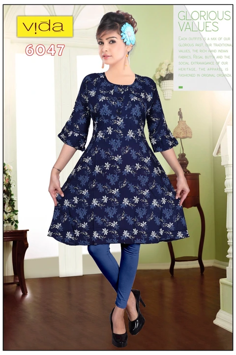 Vida Rayon printed flared kurta for women (6047) uploaded by Latitude Retail Private Limited on 6/2/2023