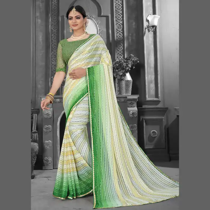 Padding Print Stripe Pattern Georgette Saree uploaded by Ethnic24 on 6/2/2023