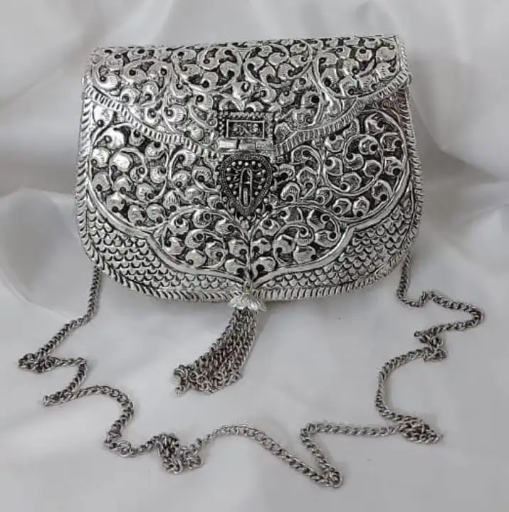 Black Metal Jewels Handmade German silver clutch with sling Clutch Party  Purse For Girls and Women | Wholesale Prices | Tradeling