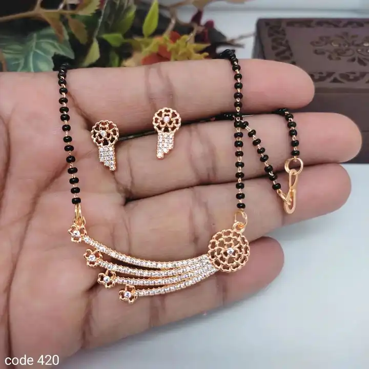 American diamond mangalsutra with earringz uploaded by Sb designs on 6/2/2023