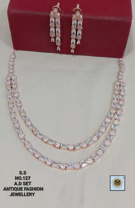 American daimand rose gold necklace set  uploaded by business on 6/2/2023