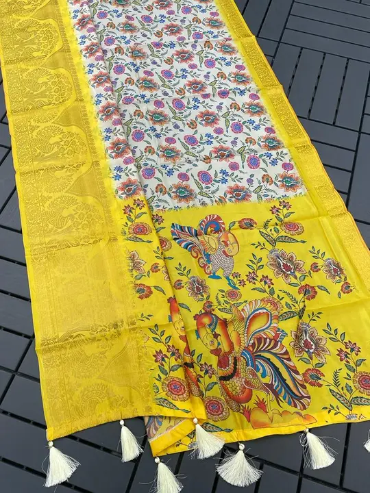 Banarasi handloom silk zari silk with digital kalamkari uploaded by Suyukti fab on 6/2/2023