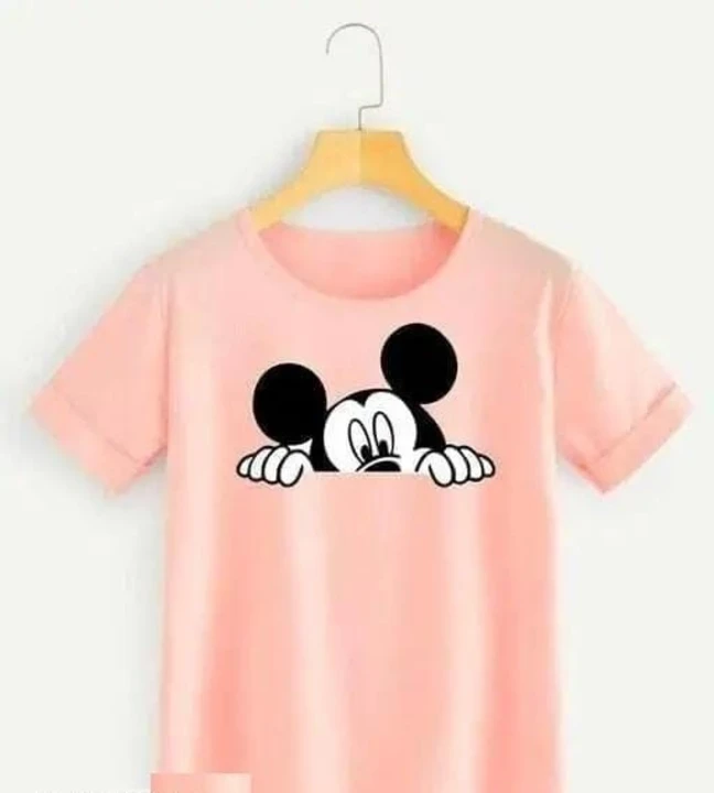 Peach half micky printed top  uploaded by business on 6/2/2023