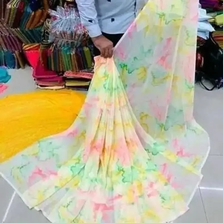 Smooth touch rainbow colour Georgette saree uploaded by Alamdar creation on 6/2/2023