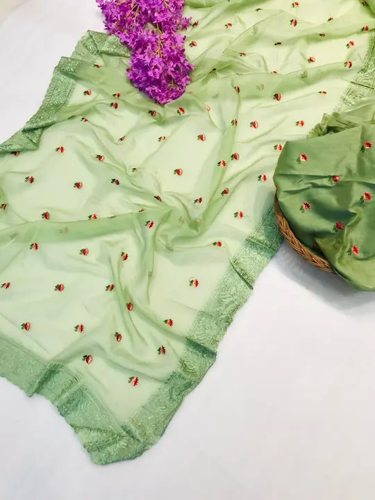 Orgenza Saree uploaded by Maa Creation. on 6/2/2023