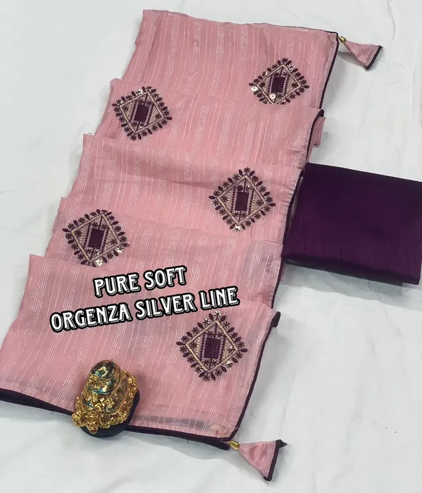 Organza silver line uploaded by Maa Creation. on 6/2/2023
