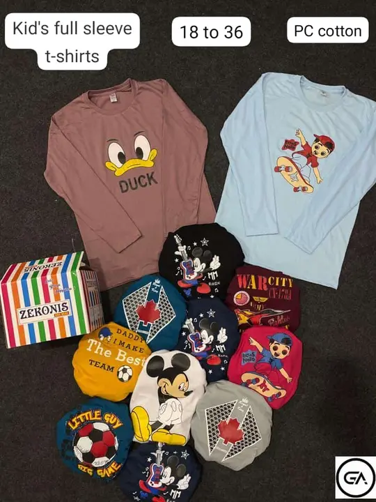 Kids full sleeve PC t-shirts uploaded by Gagan Apparels on 6/2/2023