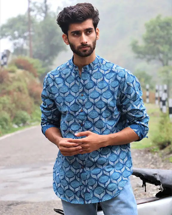 Patallook new designer cotton new blue printed   shirt  uploaded by business on 6/2/2023