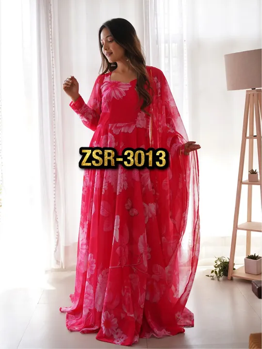 💕😍*Presenting New Real Modeling Anarkali Faux Georgette  Silk With Digital Print Work Gown With Du uploaded by A2z collection on 6/2/2023