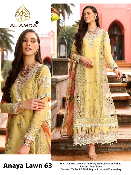 *ZF ANAYA LAWN 63*

*Top* : *CAMBRIC COTTON* With heavy Embroidery work and sequnace work additional uploaded by Fashion Textile  on 6/2/2023