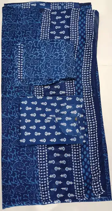M to XXL, Cotton Suit Set in *Indigo Hand Block Printed Kurti Pant Plazzo With Dupatta*  uploaded by Online Ladies Dresses on 6/3/2023