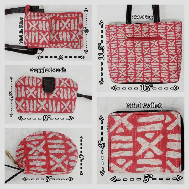 Bagru Hand block printed 5 piece combo bags  uploaded by The print house  on 6/3/2023