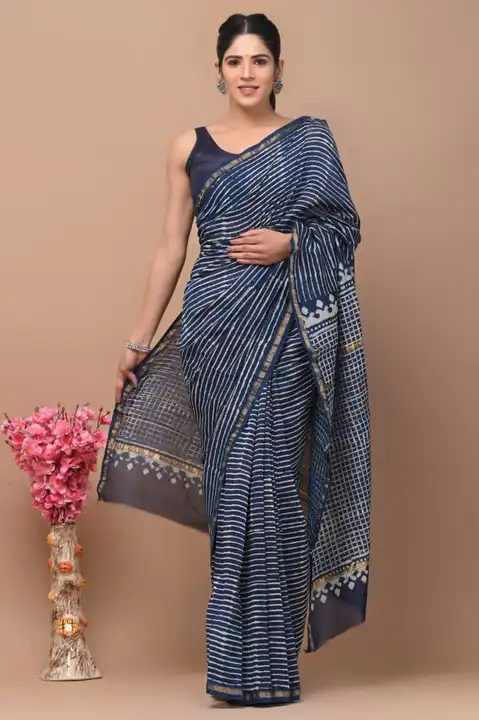Chanderi indigo sarees  uploaded by The print house  on 6/3/2023