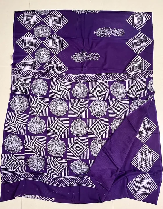 handblock fancy dabu cottan printed saree uploaded by Virasat kala chanderi on 6/3/2023