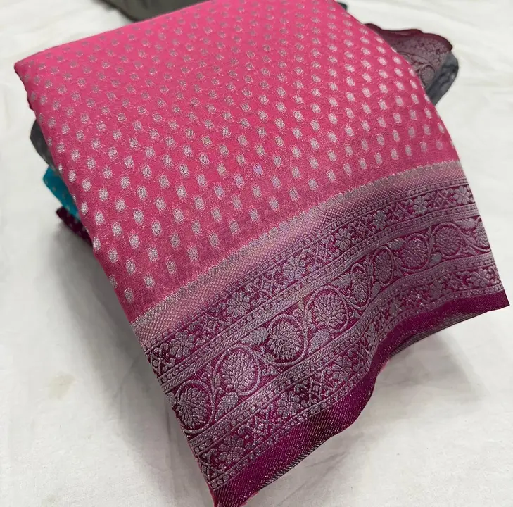 Semi georget saree uploaded by Bs_textiles7 on 6/3/2023