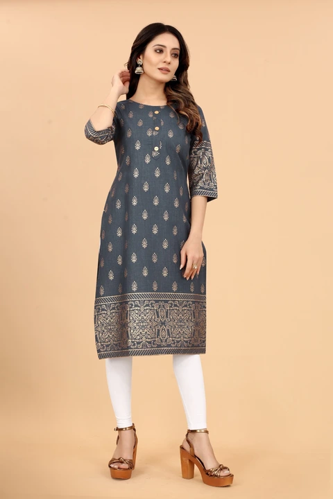 Casual cotton printed straight kurti uploaded by business on 6/3/2023