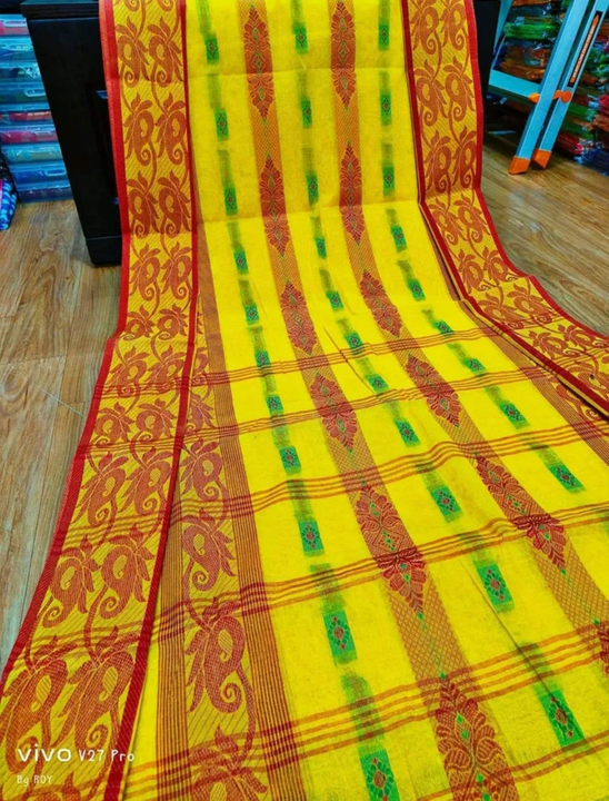Tant saree ( wholesale price) available design. Available colour. ( Ekdom kom price) uploaded by 🥰Dutta saree center🥰 on 6/3/2023