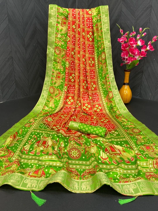 Traditional Designer Patola Style Bandhani Saree uploaded by Feni Creation on 6/3/2023