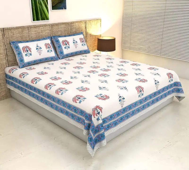 Bagru Hand block printed cotton double bed bedsheet uploaded by The print house  on 6/3/2023