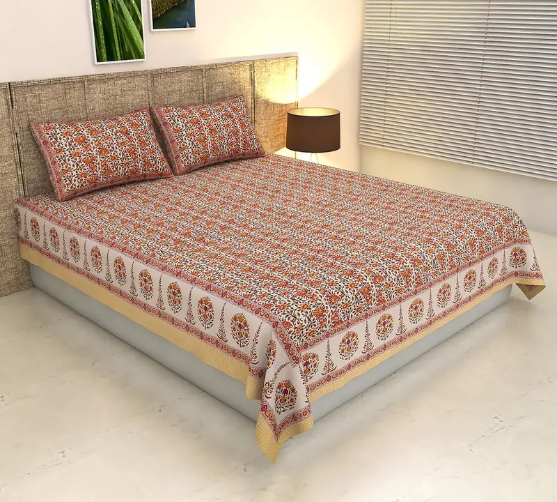 Bagru Hand block printed cotton double bed bedsheet uploaded by The print house  on 6/3/2023