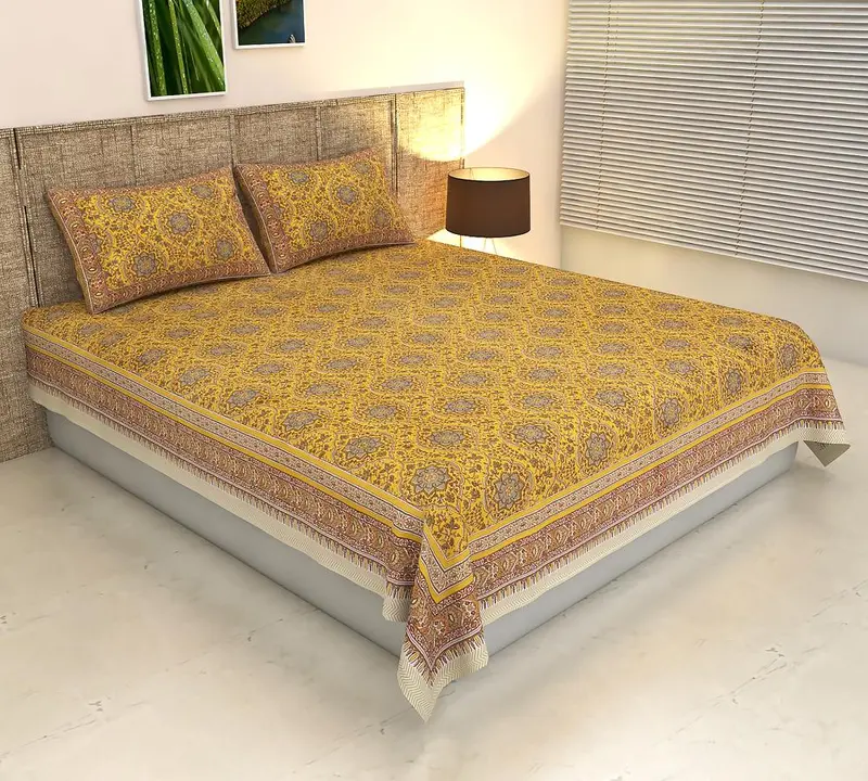 Bagru Hand block printed cotton double bed bedsheet  uploaded by The print house  on 6/3/2023