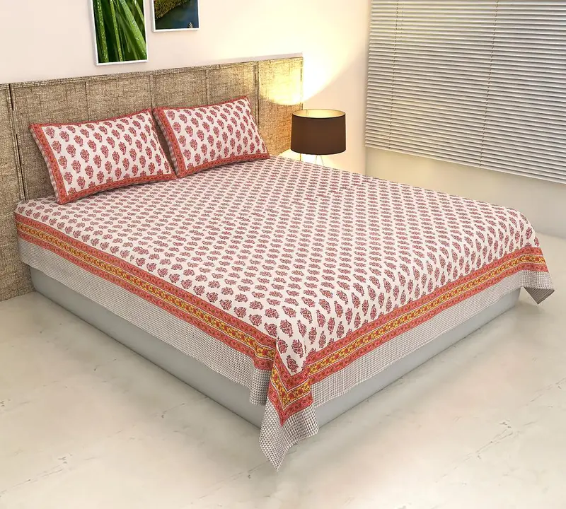 Bagru Hand block printed cotton double bed bedsheet  uploaded by The print house  on 6/3/2023