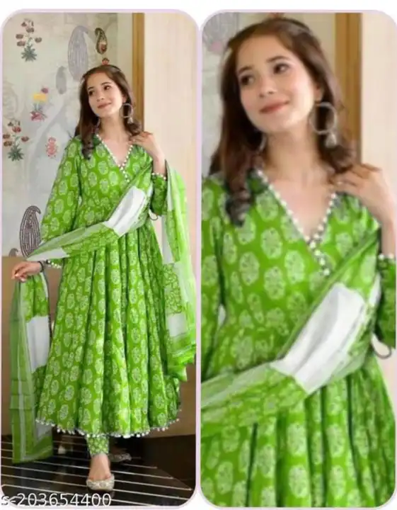 M to XXL, REYON 140 GSM WITH HAVY PRINT N HAVY PUMPUM LASE  ( Full Stitched  )* uploaded by Online Ladies Dresses on 6/3/2023