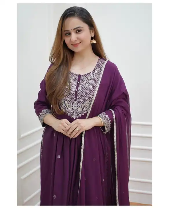 Embroidered Nayra cut kurti pent and dupatta  uploaded by PANIHARI COLLECTION CENTRE on 6/3/2023