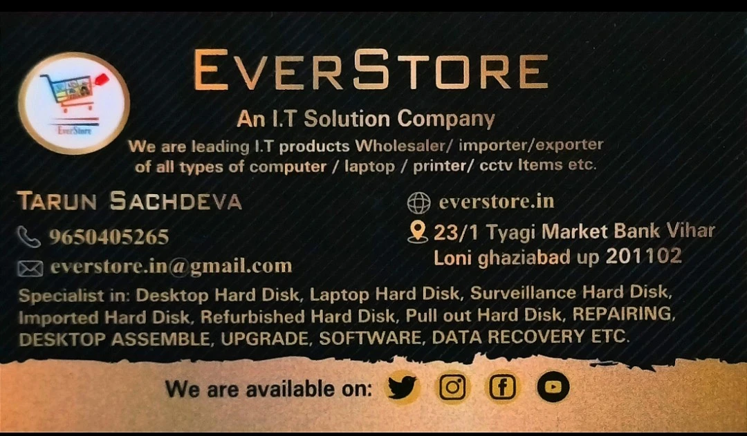 Visiting card store images of Everstore
