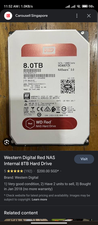 IMPORTED WD RED NAS 8TB HDD WITH 3 YEAR WARRANTY  uploaded by Everstore on 6/3/2023