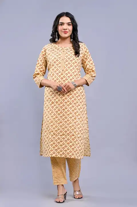 Kurti and pent cotton  uploaded by JFP Jaipur on 6/3/2023