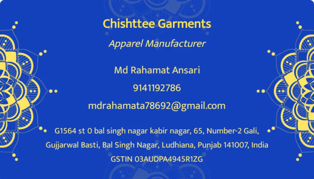 Visiting card store images of Chishttee Garments (YAQR)
