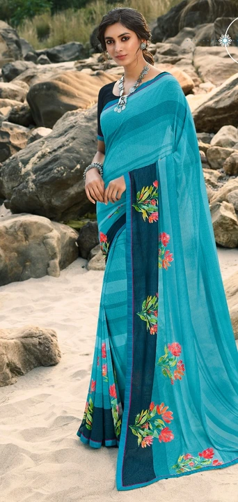 Printed havy saree uploaded by Maa Creation. on 6/3/2023
