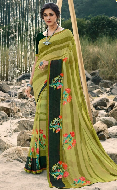 Printed havy saree uploaded by Maa Creation. on 6/3/2023