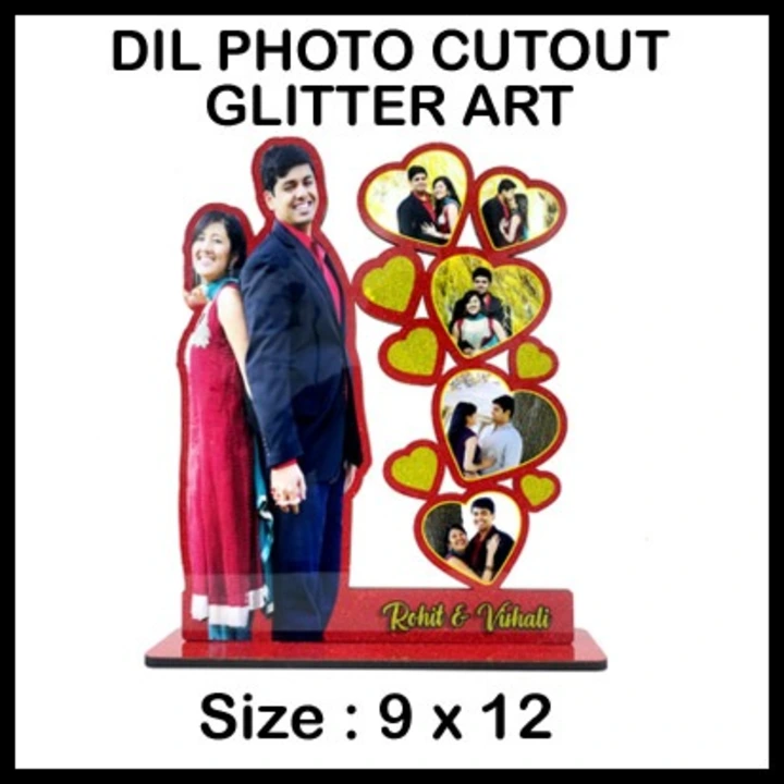 Heart Photo Cutout Glitter Print Table Frame uploaded by BusinessJi.com on 6/4/2023