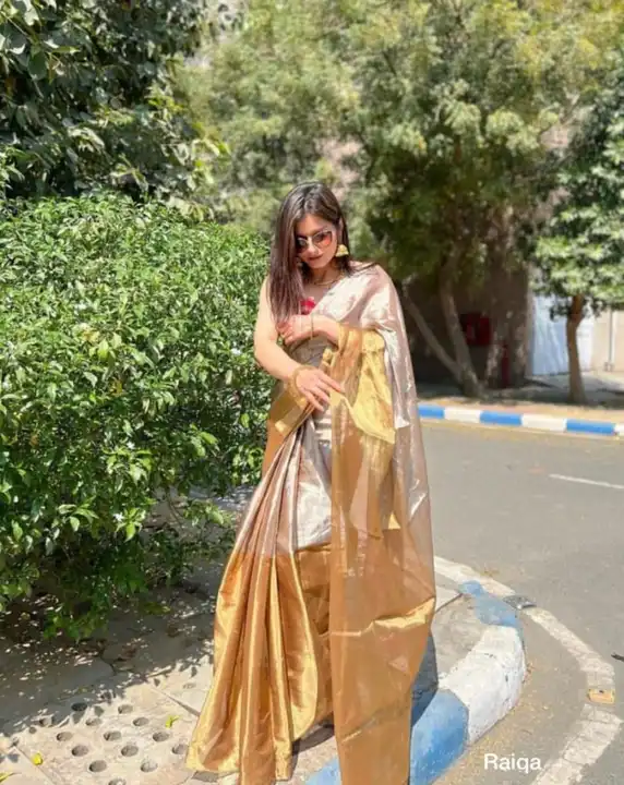 Chanderi tissue silk  saree uploaded by Shifan handloom Chanderi wala on 6/4/2023
