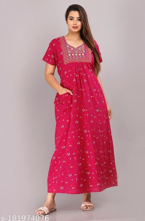 Embroidered cotton print nighty uploaded by Shri krishna fabric on 6/4/2023