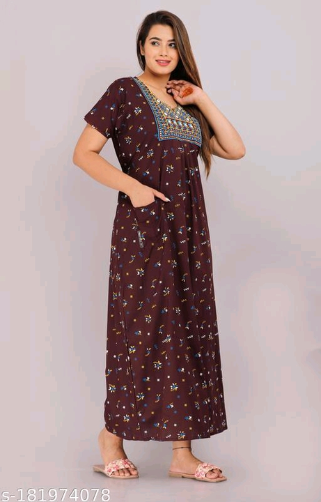 Embroidered cotton print nighty uploaded by Shri krishna fabric on 6/4/2023