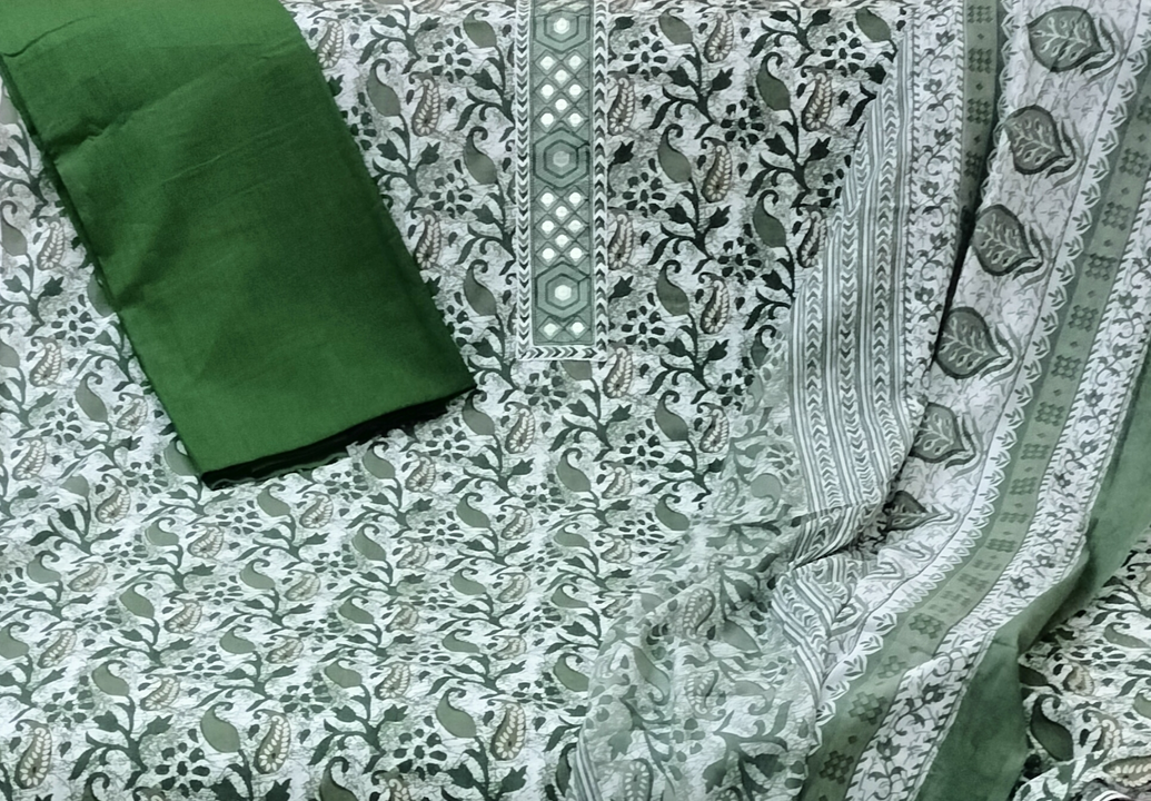 Soft cotton dress material with cotton dupatta  uploaded by Minerva Creation on 6/4/2023