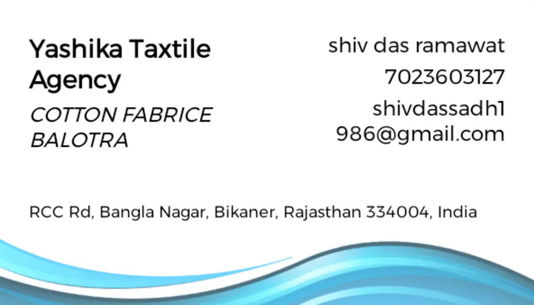 Visiting card store images of Yashika taxtile agency