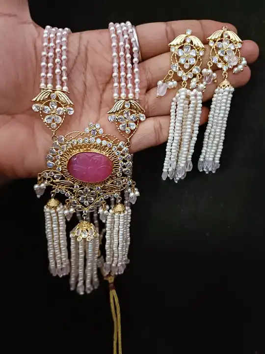 Long necklace with earrings uploaded by Mohit shopify on 6/4/2023