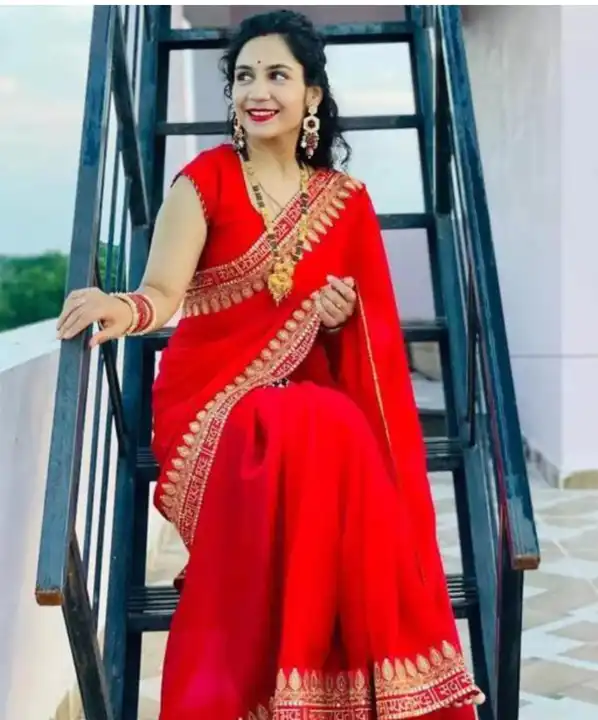 Red colored dola silk saree uploaded by Celeb Styles on 6/4/2023