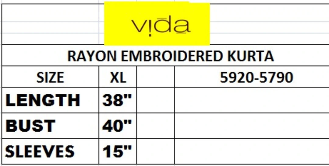 Vida Rayon Embroidered Kurta (5928) uploaded by Latitude Retail Private Limited on 6/4/2023