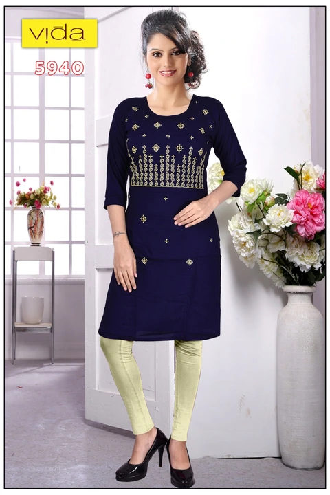 Vida Rayon Embroidered Kurta (5940) uploaded by Latitude Retail Private Limited on 6/4/2023