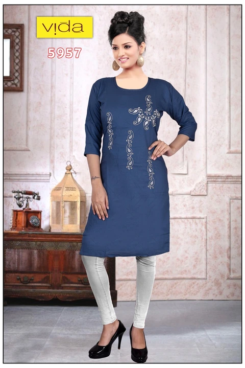 Vida Rayon Embroidered Kurta (5957) uploaded by Latitude Retail Private Limited on 6/4/2023