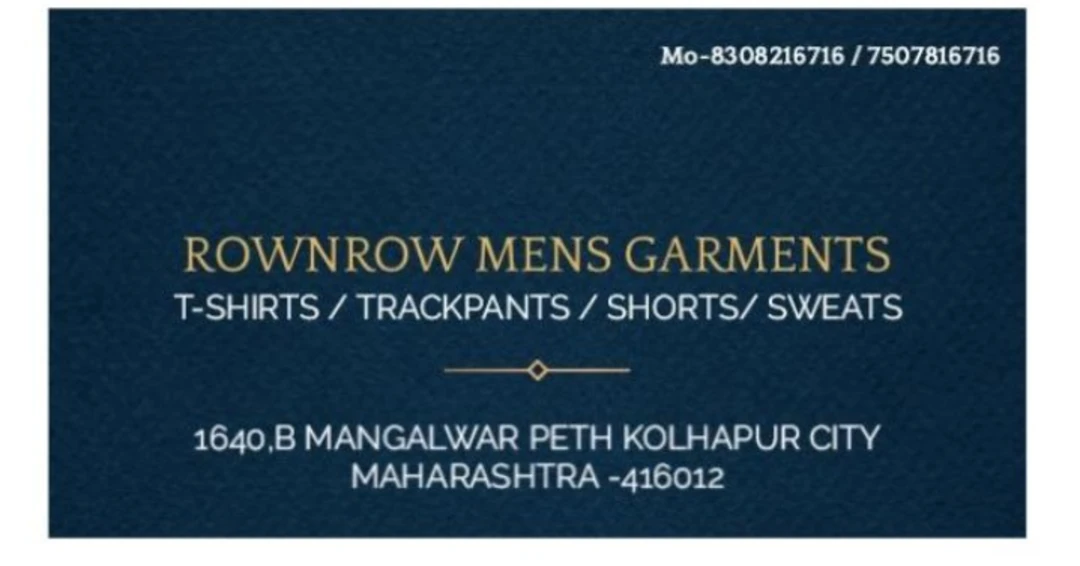 Visiting card store images of ROWNROW MENS GARMENTS